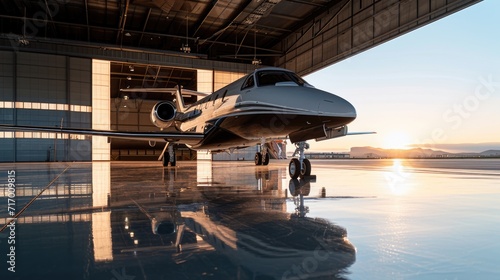 Luxurious Private Jet on Tarmac at Sunset