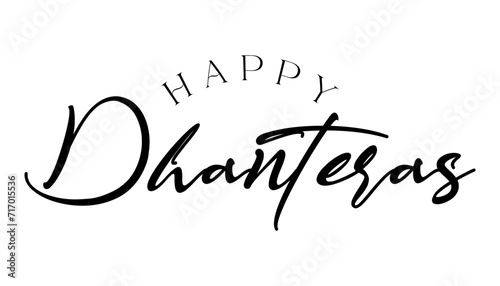 Happy Dhanteras lettering indian religious festival vector illustration.