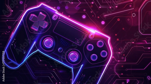 Vector Illustration Neon Future Game Pad Background