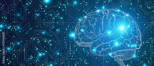 an electronic brain based on a circuit board Generative AI