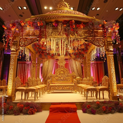 Wedding mandap and seating arrangement and very beautiful decoration