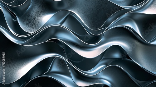 A hypnotic wavy pattern with metallic gradients, giving a sense of fluidity and depth