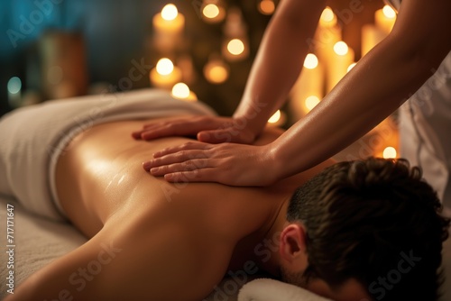 man receiving a massage is a spa salon.