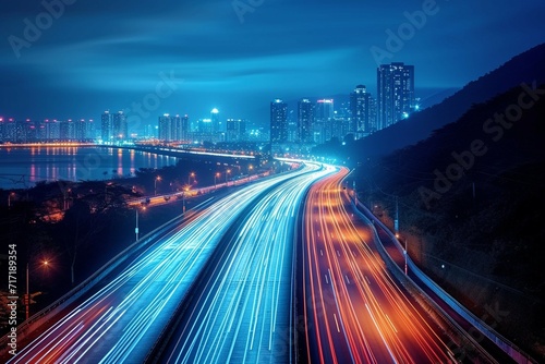 Night highway rhythm Long exposure captures the citys dynamic flow