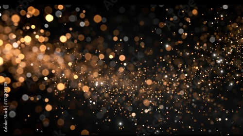 A sparkling black and gold bokeh overlay creates a magical and dreamy effect with glittering light particles and a vibrant glow. background, textured banner