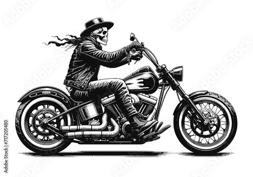 lo scheletro motociclista su moto. Generative AI