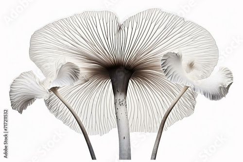 Spore print of mushroom on a white background. Generative AI