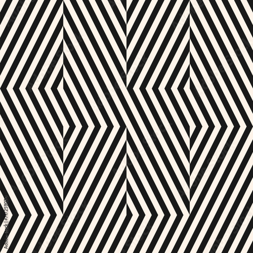 Vector geometric pattern. Abstract seamless striped background. Simple geometrical black and white texture with chevron, broken lines. Optical art. Modern stylish repeated geo design for decor, print