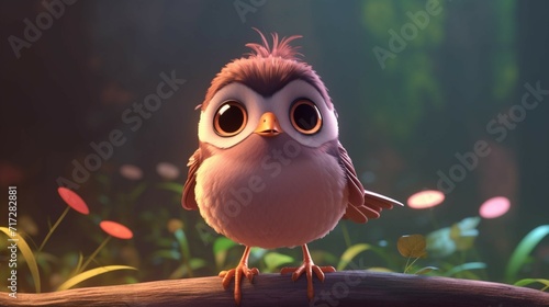 A cute cartoon nightingale character Ai Generative