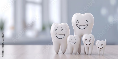 3D teeth smiling family, over medical background