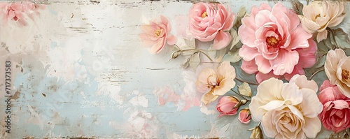 shabby chic walpaper, floral art with place for text. vintage wallpaper frame of flower floral border.