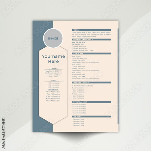 Resume or cv Design template Clean and modern with minimal design 