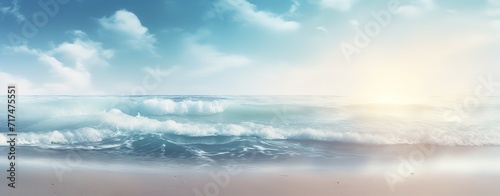 A beach with splashing waves and light brown sand