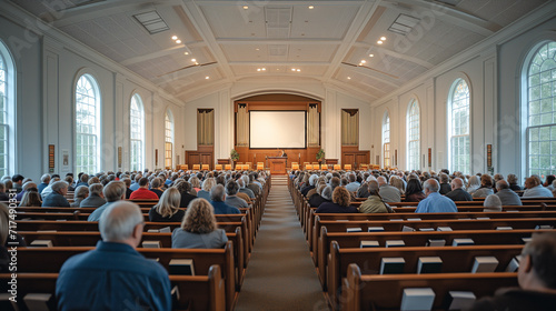 Sunday morning church service congregation ready for worship.