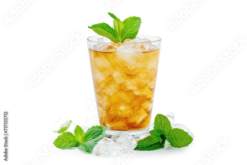 Classic mint julep for Kentucky derby presented on white background