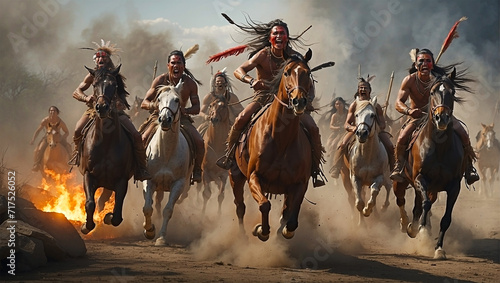Indian Charge Horse Attack Native American 