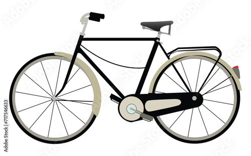 black bicycle without basket. Bicycle isolated on white background. Vector illustration.