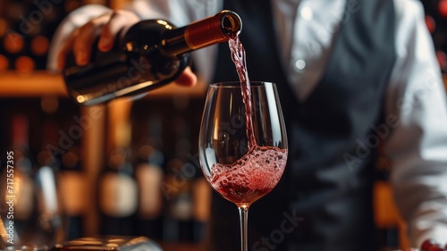 Expert sommelier savors the art of wine, precision in each pour, Ai Generated.