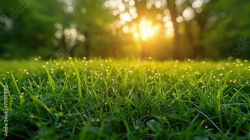 Fresh green grass on green summer background 