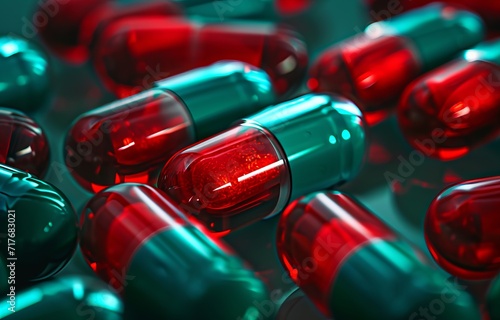 Dive into the Intricate World of Red and Green Capsules - A Detailed Exploration of Their Glossy Texture, Vibrant Colors, and the Science Behind Their Composition