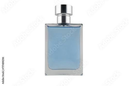 Bottle of perfume isolated on white background. Blank glass spray bottle with perfume isolated.