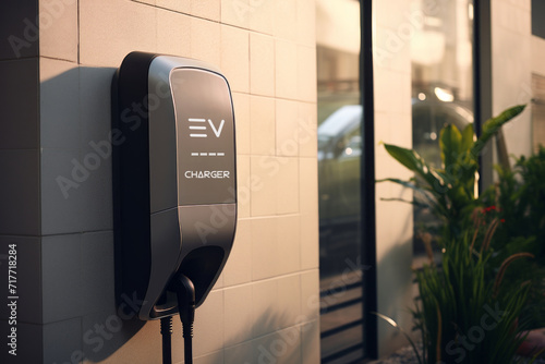 Electric home wall charger with cable, wallbox ev charging station