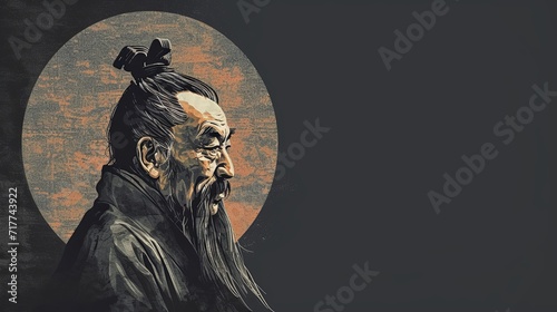 Confucius Philosopher Artwork: Minimal Design with Text Space