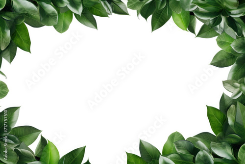 green leaf border with white background