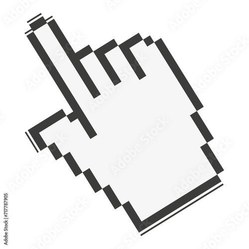 Pixelated Little Hand icon. Pixel style hand arrow