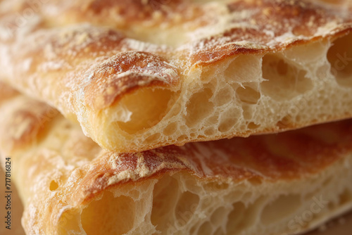 A close-up view of the delightful details of ciabatta bread