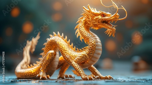 Golden Dragon Sculpture: A Symbol of Power and Wealth Generative AI