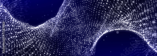 Abstract tunnel of glowing dots. 3D wormhole with a mesh structure. Vortex. 3d rendering