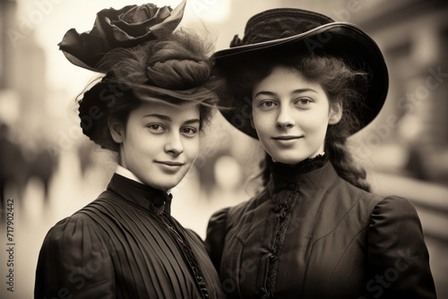 Vintage Portrait of Two Elegant Women