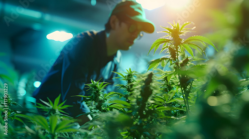 man marijuana researcher checking marijuana cannabis plantation in cannabis farm, Business agricultural cannabis. Cannabis business and alternative medicine concept., Enchanting, Dark Nymphet,