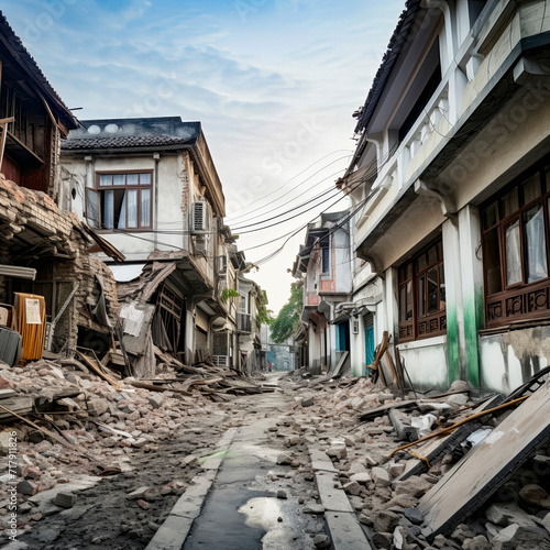 lifestyle photo earthquake damage in asia.