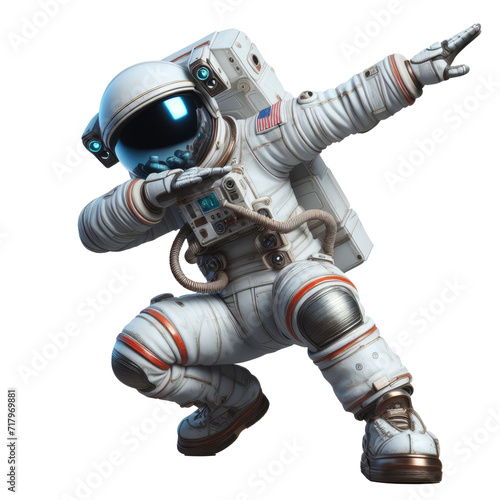 Astronaut do the Dab dance isolated on transparent background.