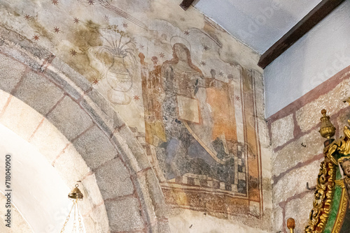A Ponte Ulla, Spain. Mural painting of the Annunciation to the Blessed Virgin Mary inside the Parish Church of Santa Maria Magdalena