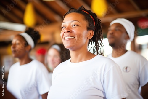 faces of focused participants in a capoeira workshop