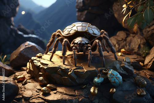 Illustration of a tarantula on the rocks