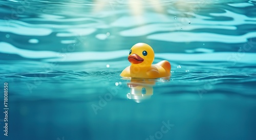 A yellow rubber duck on the water