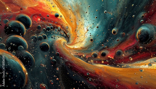 Vibrant Cosmic Painting with Galactic Swirls