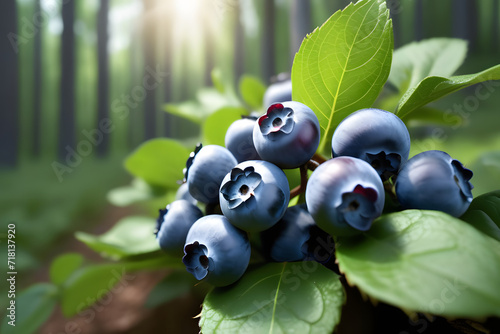 blueberries on a branch. 