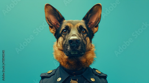 German Shepherd in Police Uniform