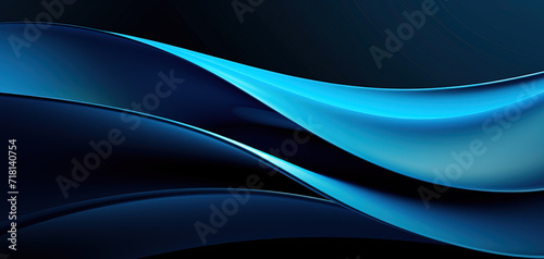 Abstract blue curved shapes, image made with generative ai technology.