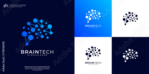 Abstract Digital Brain Logo Design for your business company identity