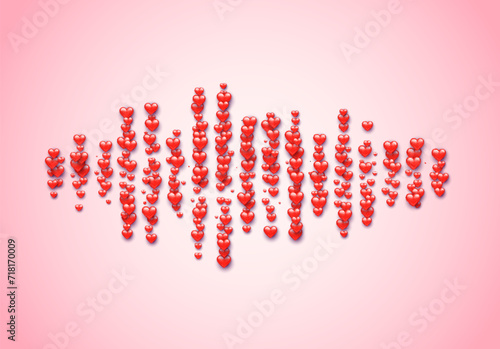 Sound wave filled with hearts for Valentine's Day, love mixtape cover
