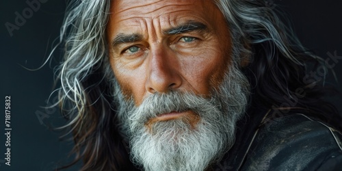 Portrait of an elderly man with a beard, reflecting the hardships of poverty and loneliness