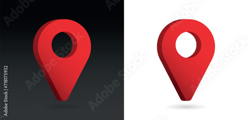 3D Realistic red color location map pin GPS pointer markers vector illustration for destination.