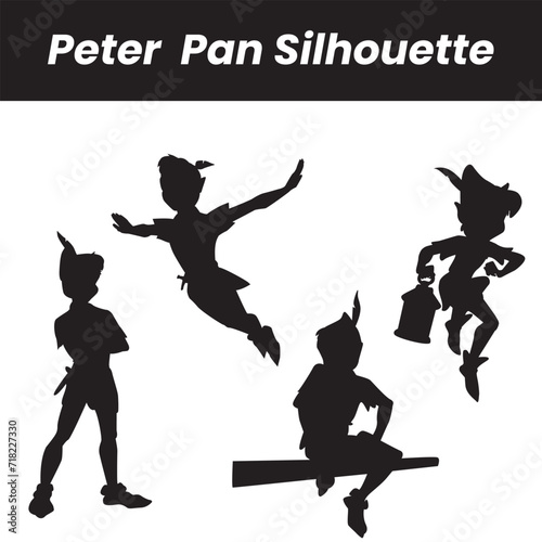 vector silhouette Peter Pan fly