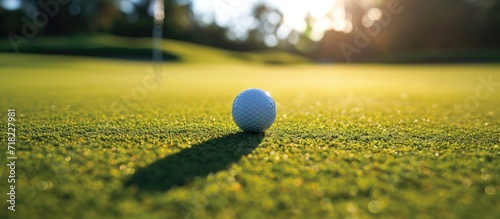 The golf ball gently rolled across the smooth green grass, guided by the skilled hands of the player as they aimed for the hole in the distance.
